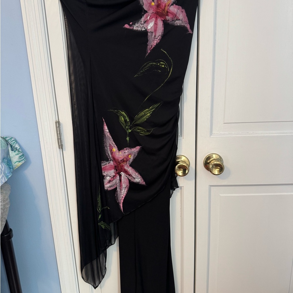 Gorgeous flattering Newport News Black Floral Jumpsuit – Size 8 - Picture 10 of 11
